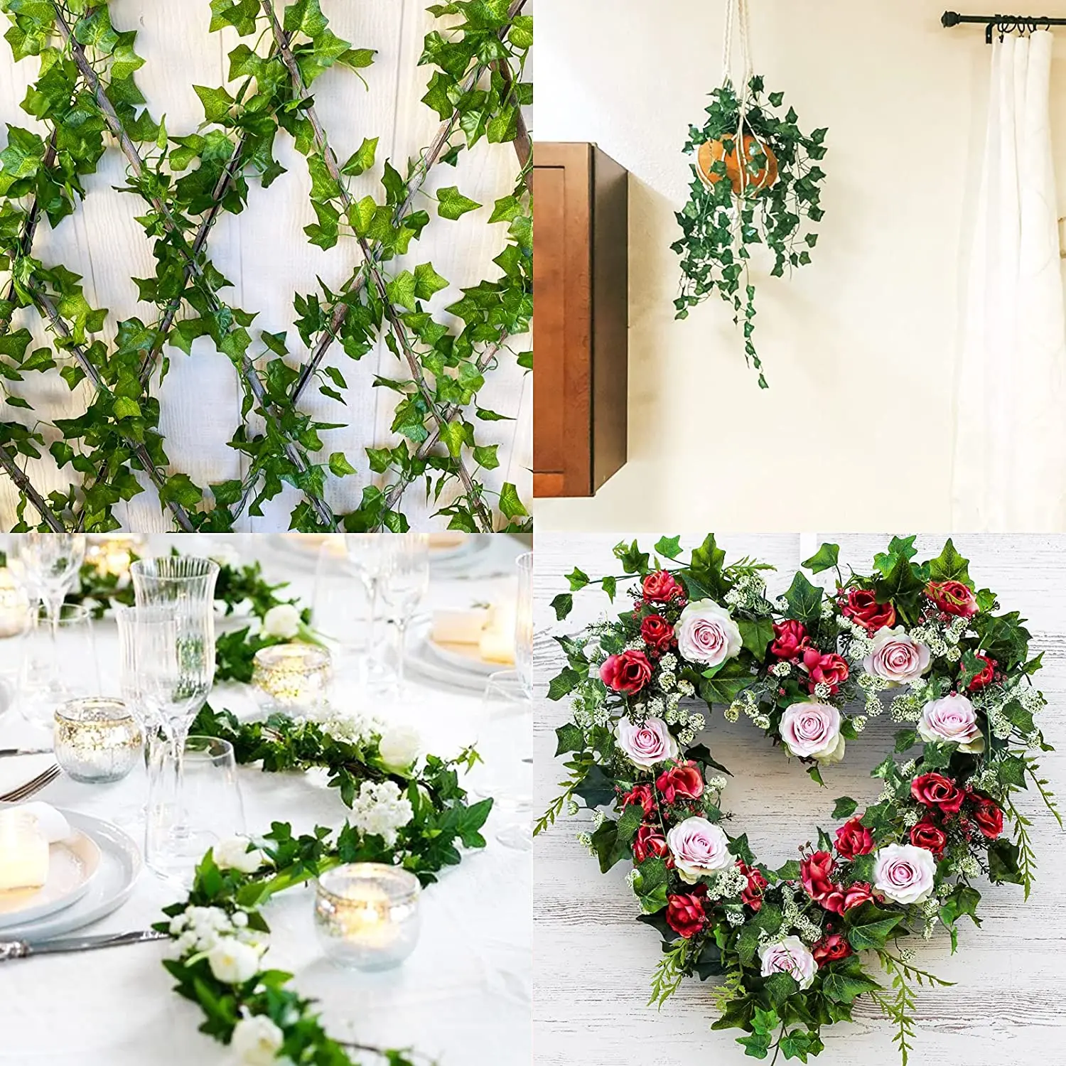 2 Bunch/4 Bunch Ivy Leaf Artificial Plants Plastic Fake Vine Hanging Ivy  Artificial Ivy Garland Artificial Greenery Leaves for Wedding Party Garden  Wall Decoration 