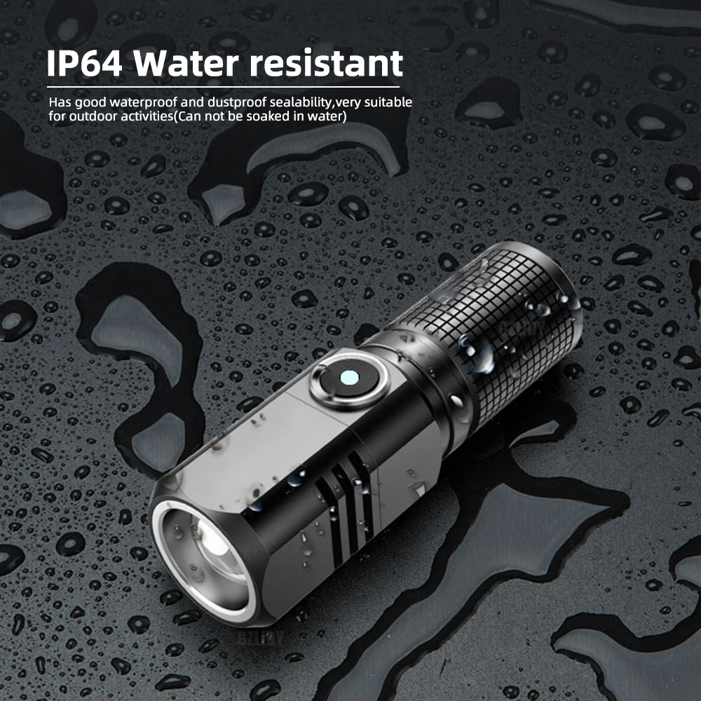 슈퍼 브라이트 미니 LED 손전등, USB 토치, 충전식 줌 낚시 랜턴, 강력한 3 가지 조명 모드, 캠핑 램프, XHP50