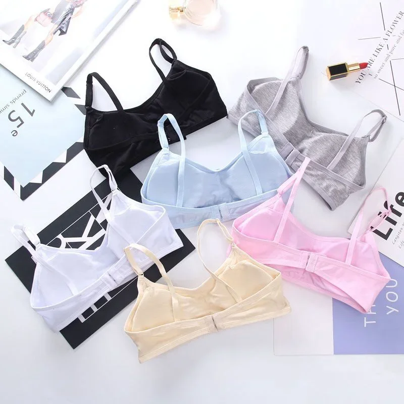 Girls Sport Bras Cotton Teenager Training Bra Vest Underwear Solid Cotton  Girls Sport Underwear Seamless 8-15 Years Bra for Kids