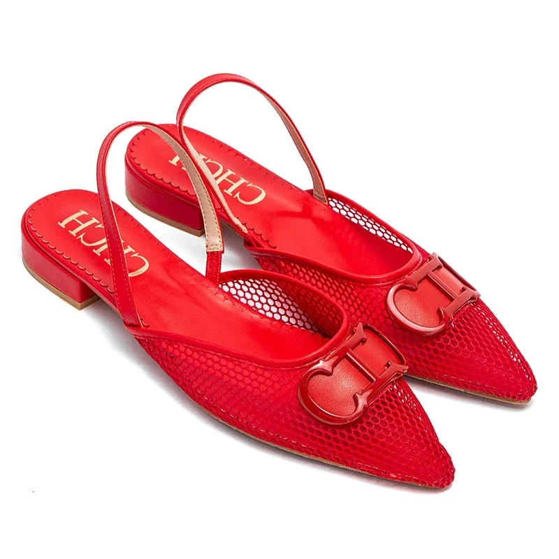 2025Women's Shoes Fashion Classic Pointed Design Female Commuting Flat Shoes Summer Popular Hollow Design Ladies Low Heel Shoes 6