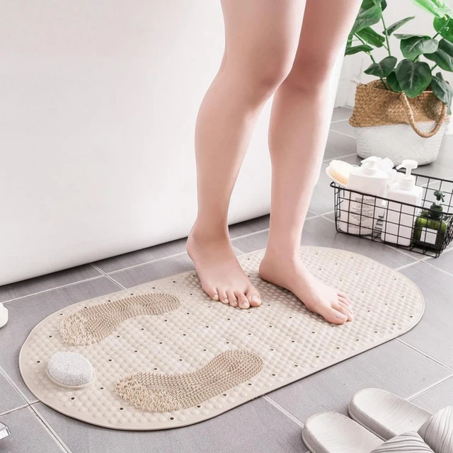 Shower Foot Scrubber Mat With Natural Pumice Stone, Anti Slip