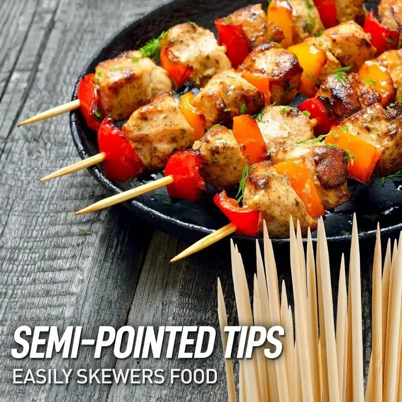 Natural Bamboo BBQ Skewers Bamboo Sticks Disposable BBQ Kabob Skewers 270/90Pcs For Grilling Appetiser Barbecue 15/20/25/30cm,barbecue skewers,bbq grilling accessories