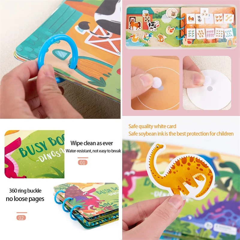 Quiet Busy Book Baby Montessori Material Toys Sticker Paste Matching Game Toddler Cognition Toy Book Kids Early Educational Toys 4