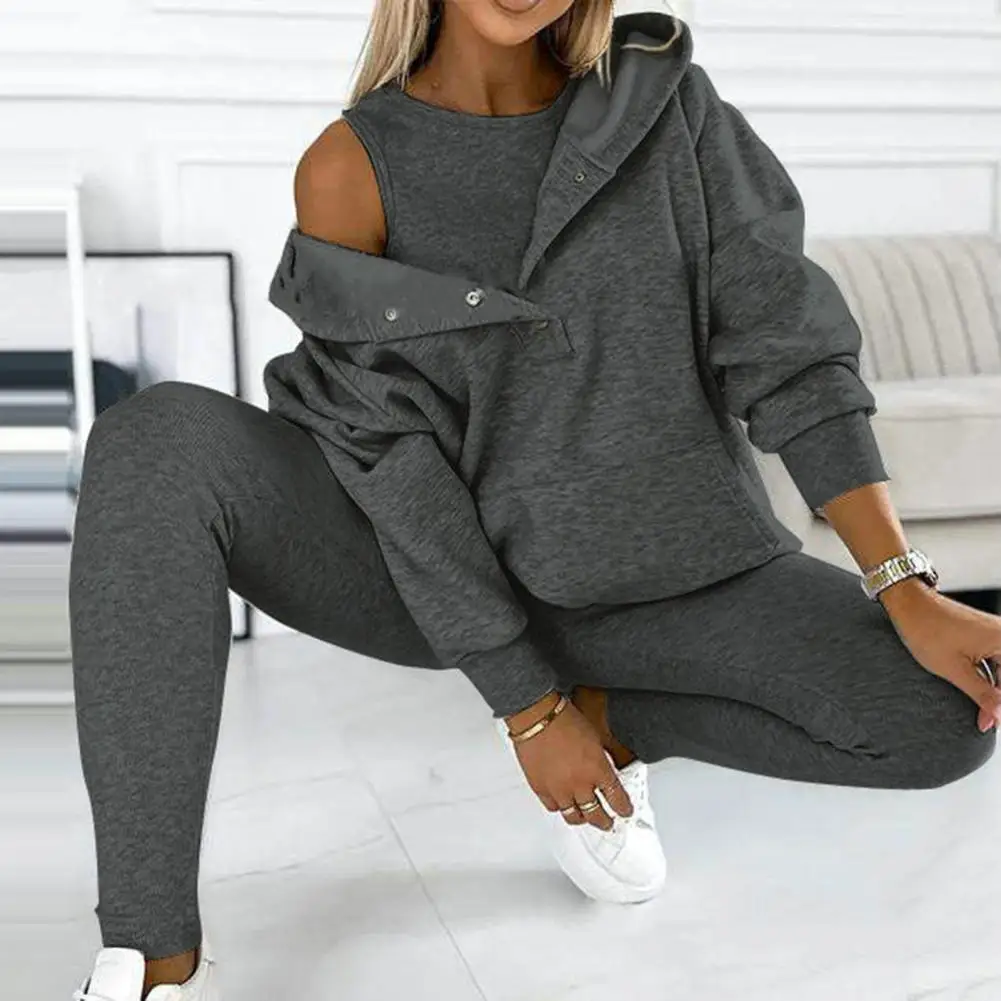 Survêtement Femme 2 Pièces Polaire - Veste Zippée à Capuche Et Pantalon, Tenue Sport Confortable Pour Automne-Hiver