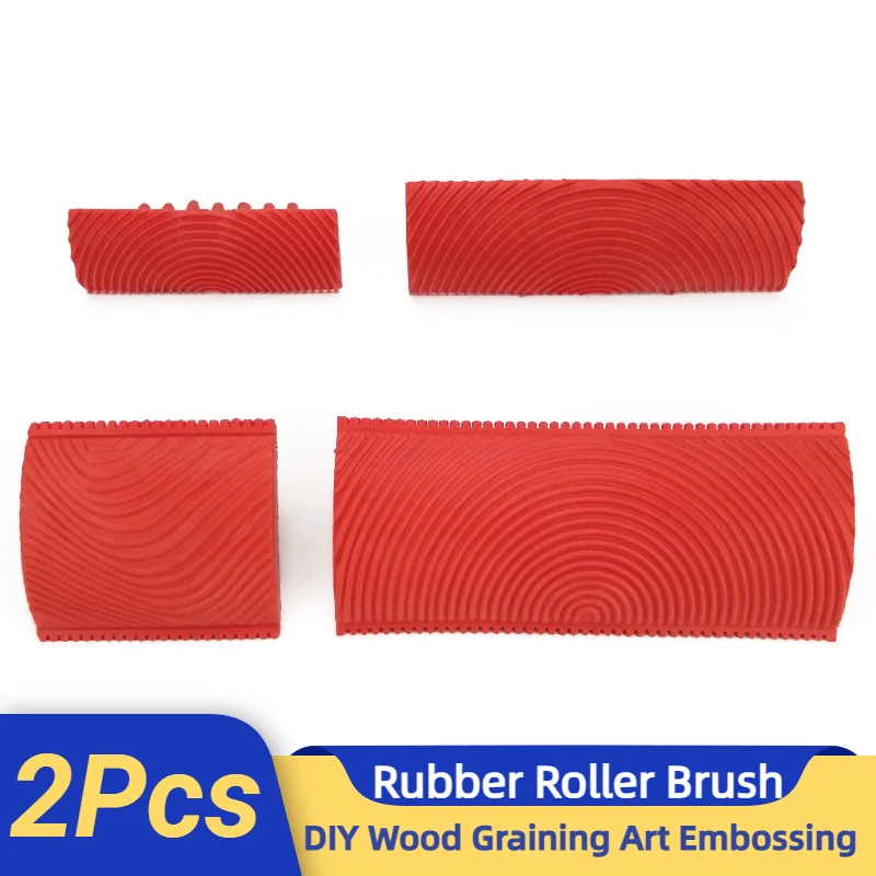 2Pcs/Set Rubber Roller Brush  Painting Tools Imitation Wood Graining Wall Painting Home Decoration Art Embossing DIY Graining 4pcs wood graining tool set rubber wood graining pattern wall paint painting tool for wall painting decoration diy
