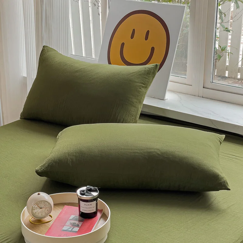 Washed Cotton 2pcs Solid color Pillowcases Home Bedding Decorative Pillow Cover Wedding Super Soft Pillow Case 2