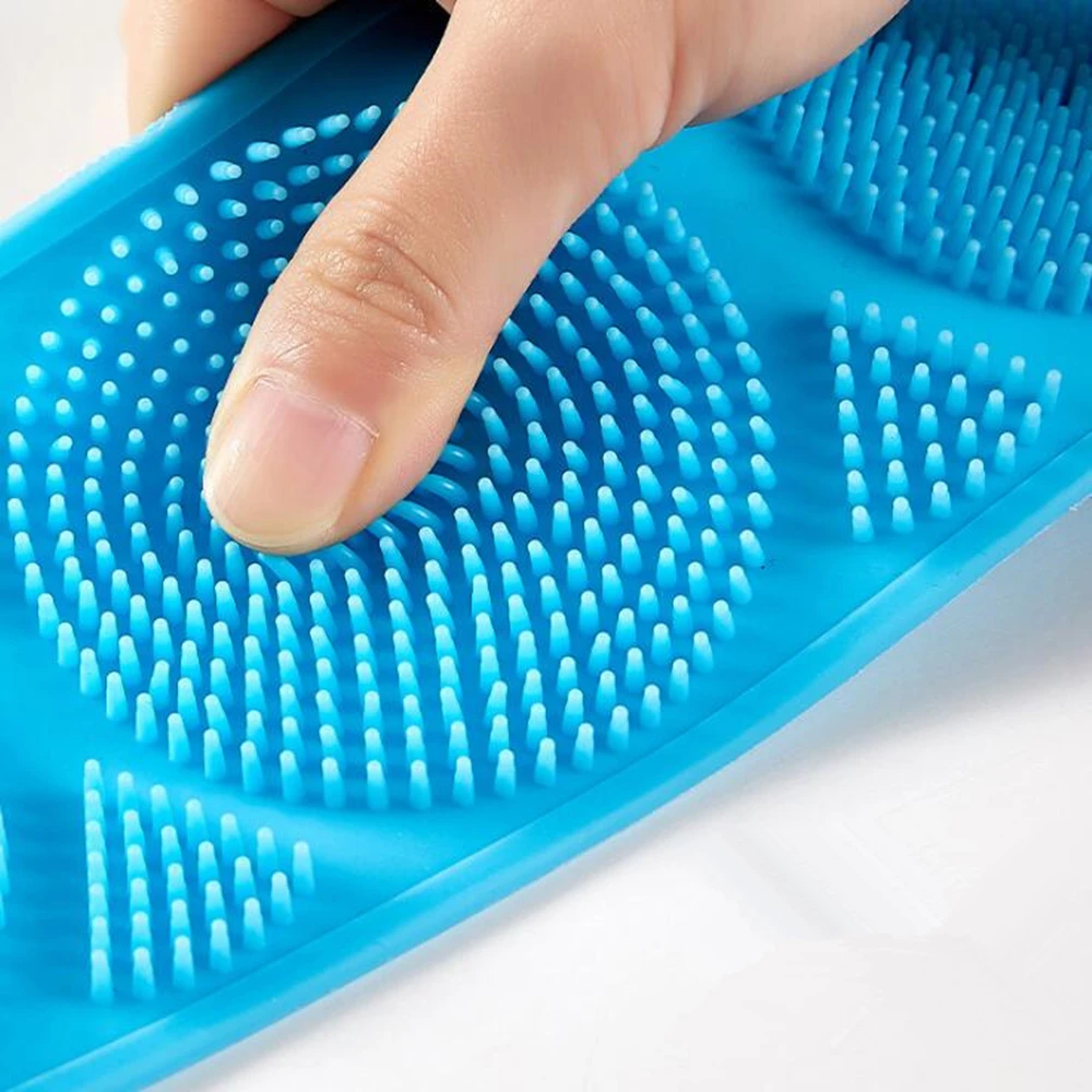 1pc Silicone Body Scrubber Bath Brush Shower Exfoliating Brush Belt Back Scrub Body Cleaner Cleaning Strap Bathroom Accessories 6