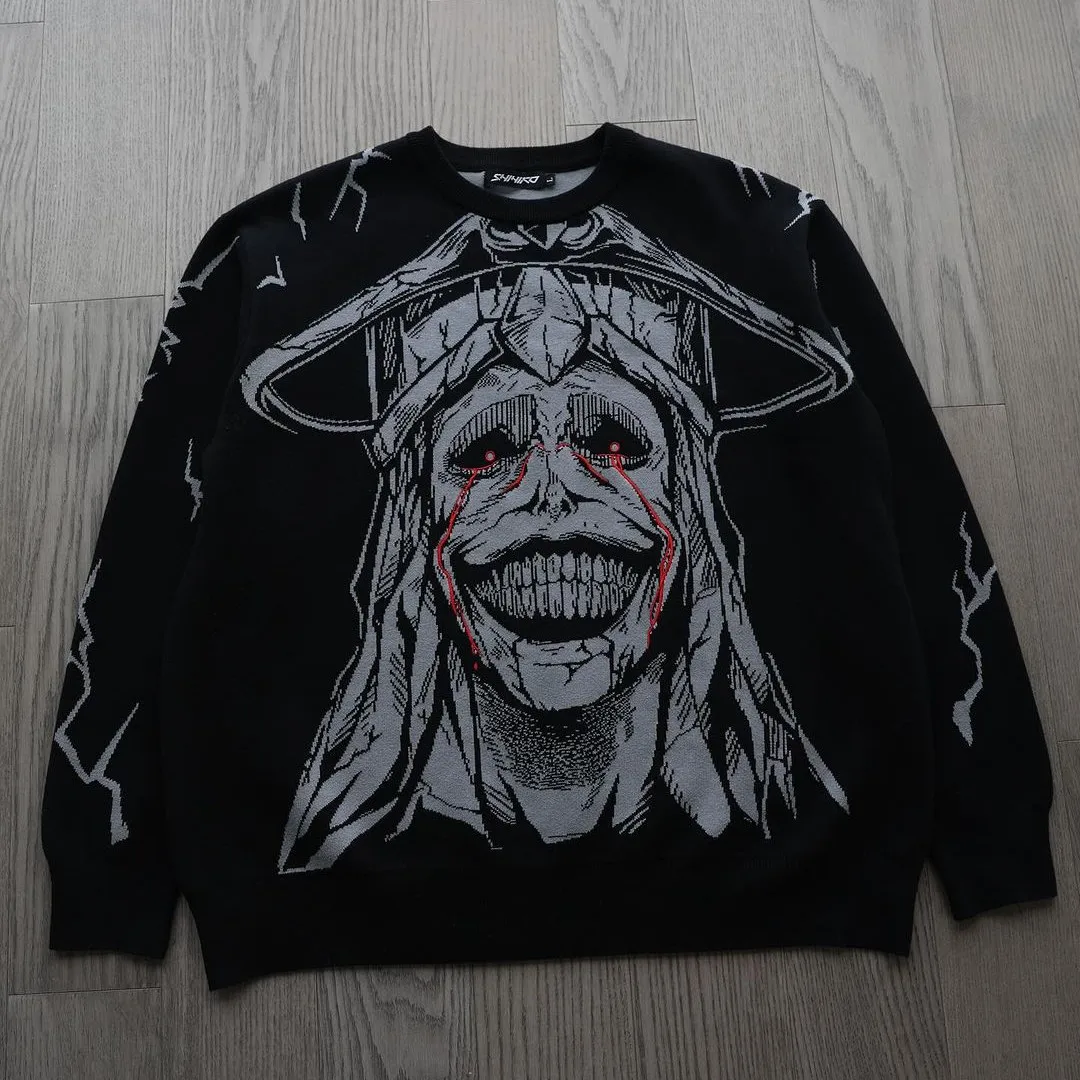 

Y2K Women's Sweatshirt Hoodie Anime Pattern Vintage Oversize Streetwear Long sleeved Round Neck Dark Gothic Top Oversize 2024