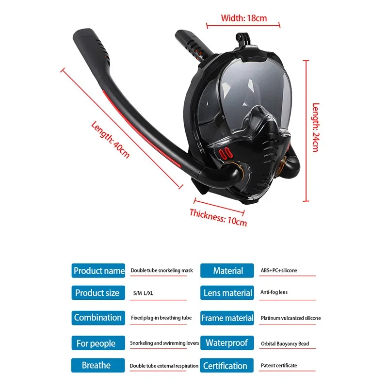 Double Respirator Snorkeling Diving Mask Full Face Dry Style Swiming Snorkel Set Equipment Underwater Accessories diving mask