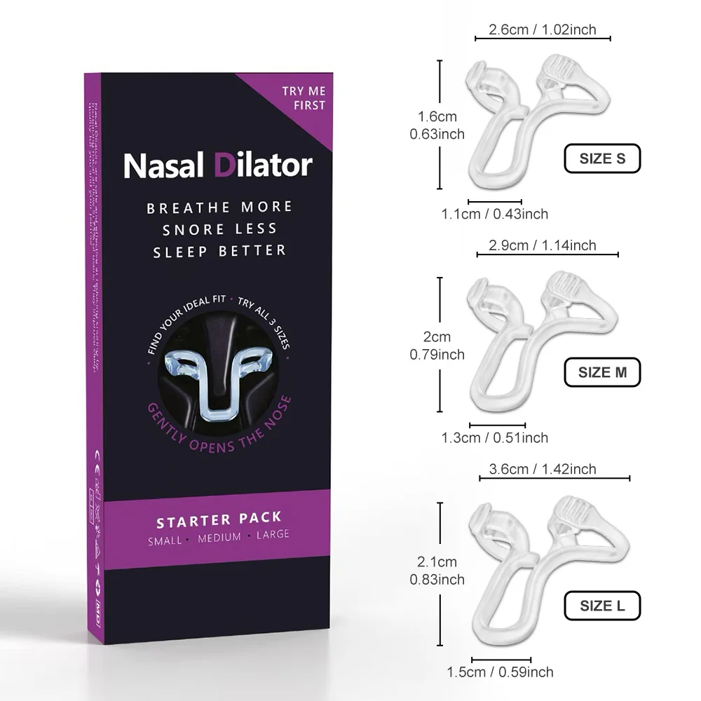 Nasal Dilators for Breathing Sleeping Reusable Internal Nostril Nose Opener 3 Sizes Anti Snoring Device for Sleeping Transparent