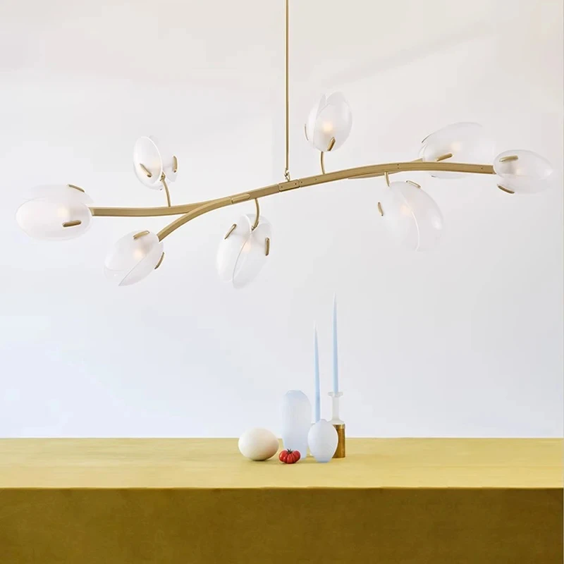 

AiPaiTe Modern LED glass pendant light blue/pink/white bud shade living room dining room chandelier iron chandelier.