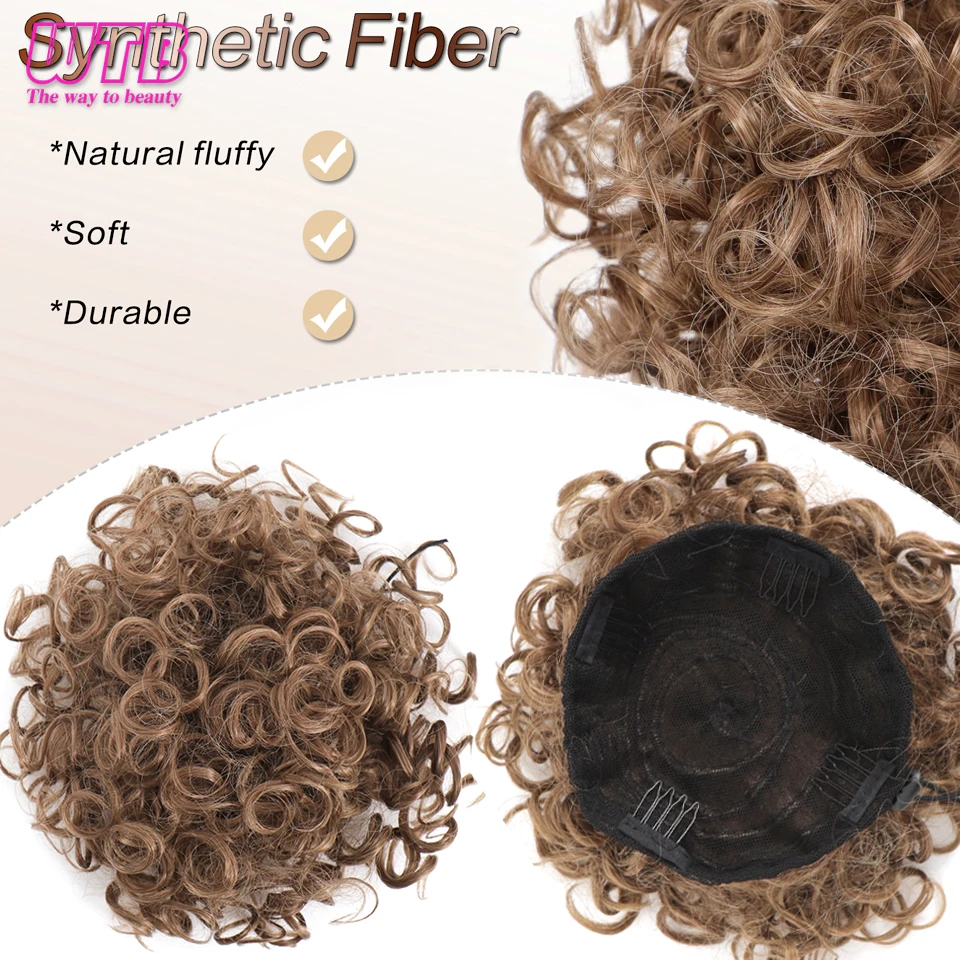 Synthetic Curly Hair Bun for Women Puff Afro Ponytail Drawstring Kinky Curly Chignon Wrap Updo Hair Extensions with Clips
