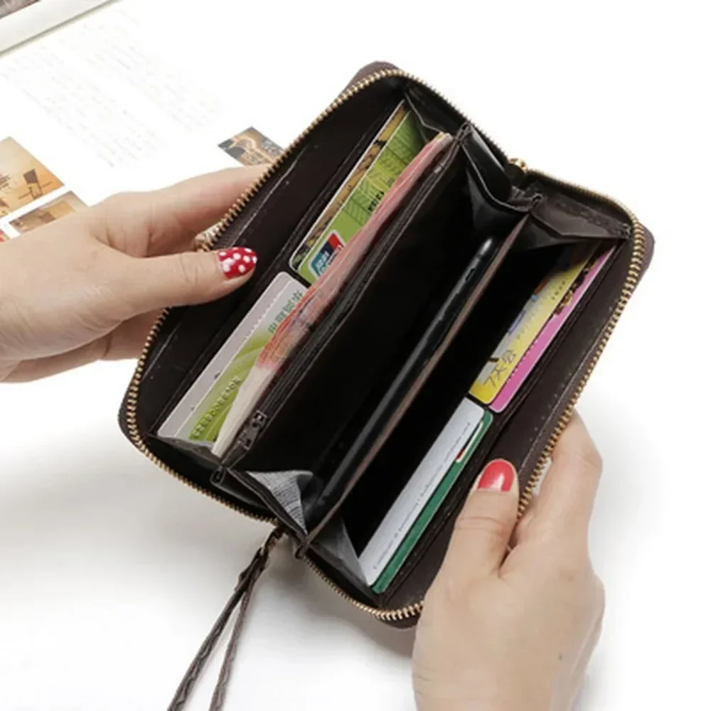 New Women's Rose Print Wallet Long Handbag Fashion Wild Zipper Clutch Bag Multi-card Wallet Purse Card Holder Cartera Money Bag