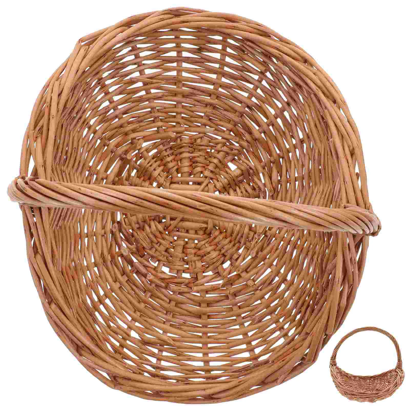 

Wicker Woven Basket Willow Gift Basket Fruit Picnic Easter Candy Serving Basket Handles Rattan Food Storage Basket Wedding