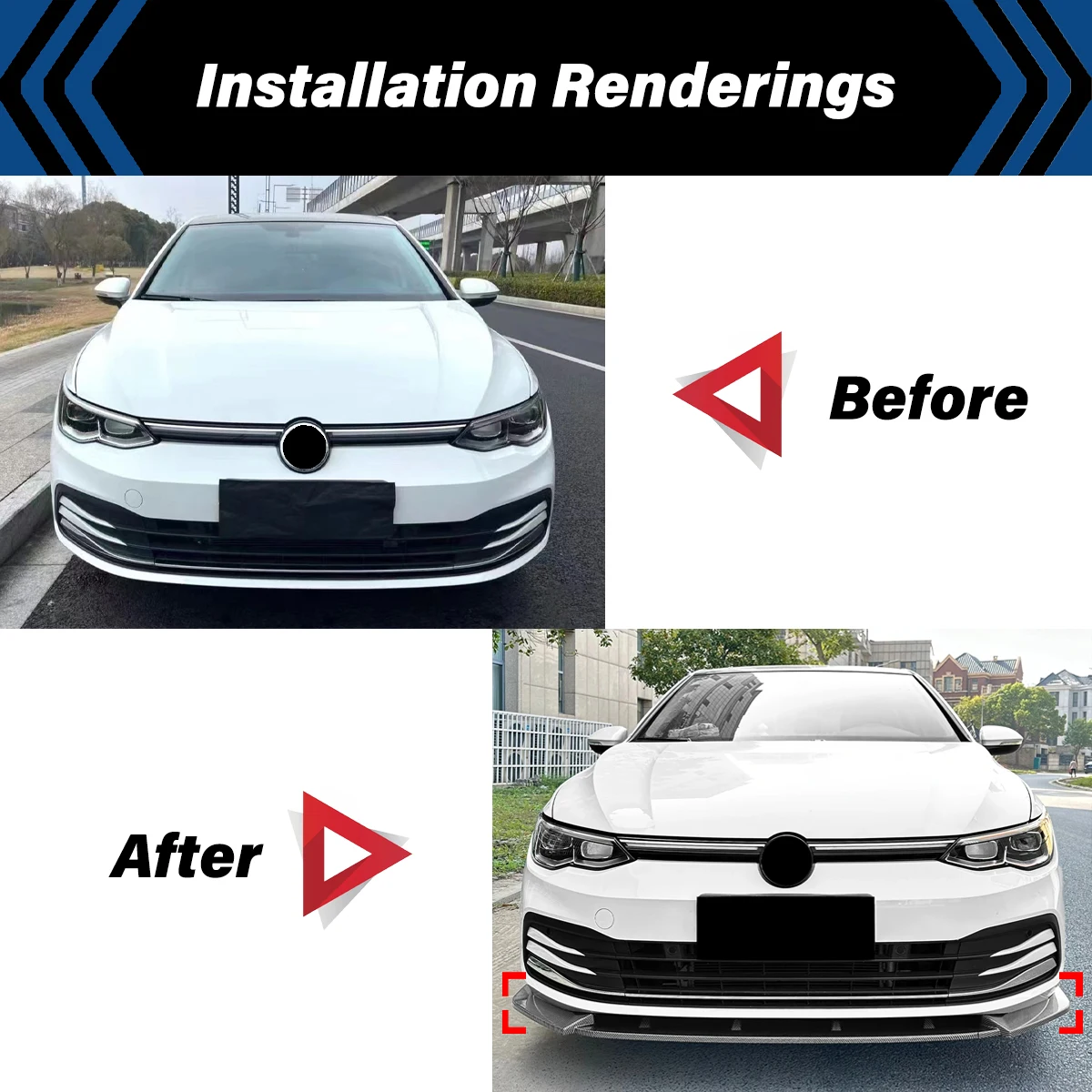폭스바겐 VW 골프 8 골프 MK8 스탠다드 에디션 프로 2020 2021 2022 2023 2024 프론트 범퍼 립 스플리터 스포일러 차량 바디 키트