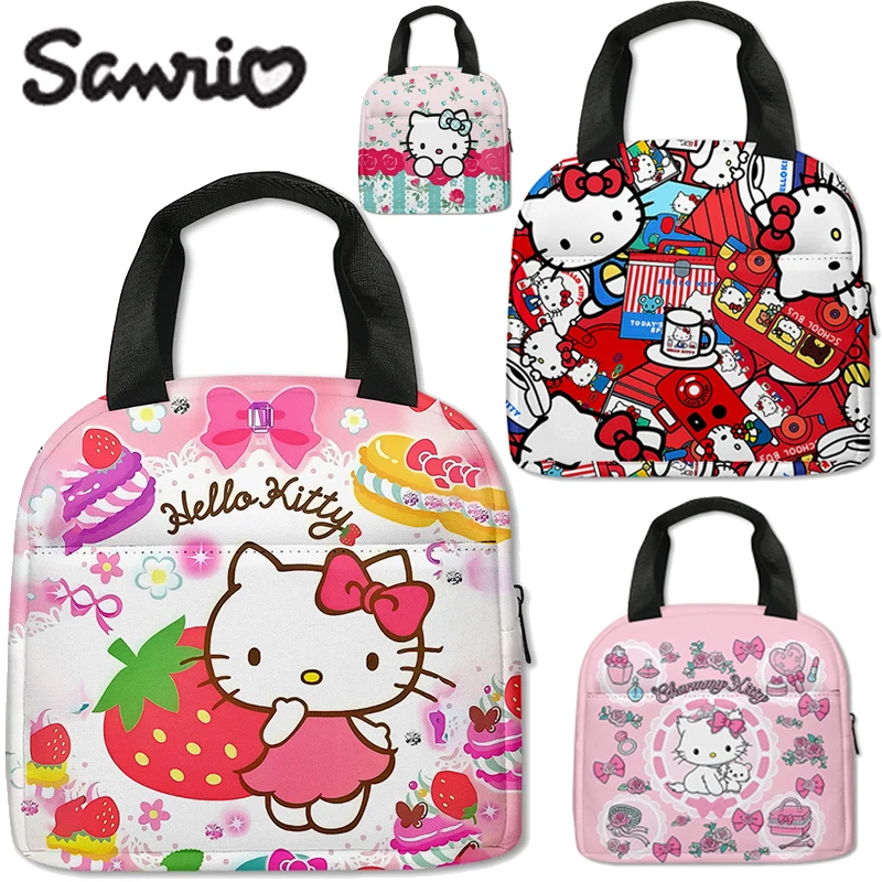 

Sanrio Cute Printed Picnic Bag Hello Kitty Series Elementary School Students Carry Ice Pack Children's Lunch Bags Bring Meals