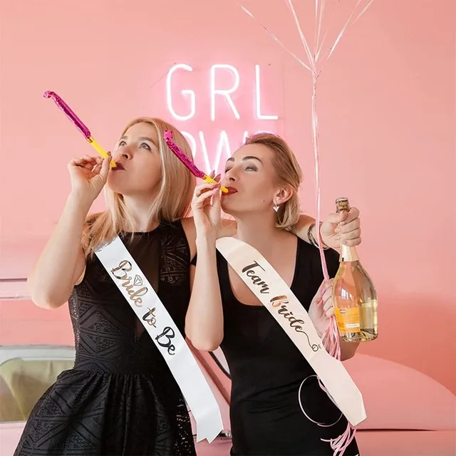 로즈 골드 팀 신부 새틴 새시