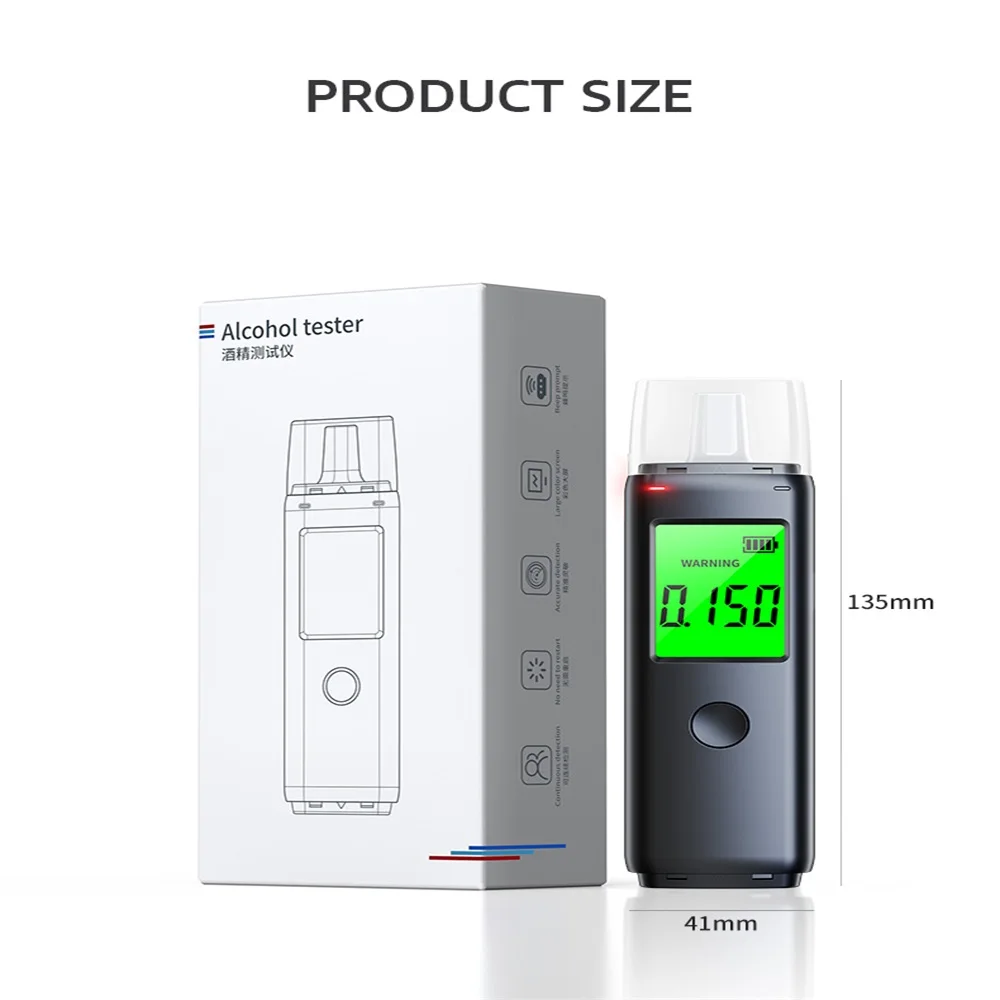 Alcohol Tester Professional High Accuracy Digital Display Portable USB  Rechargeable Breathalyzer Breath Tester Tool