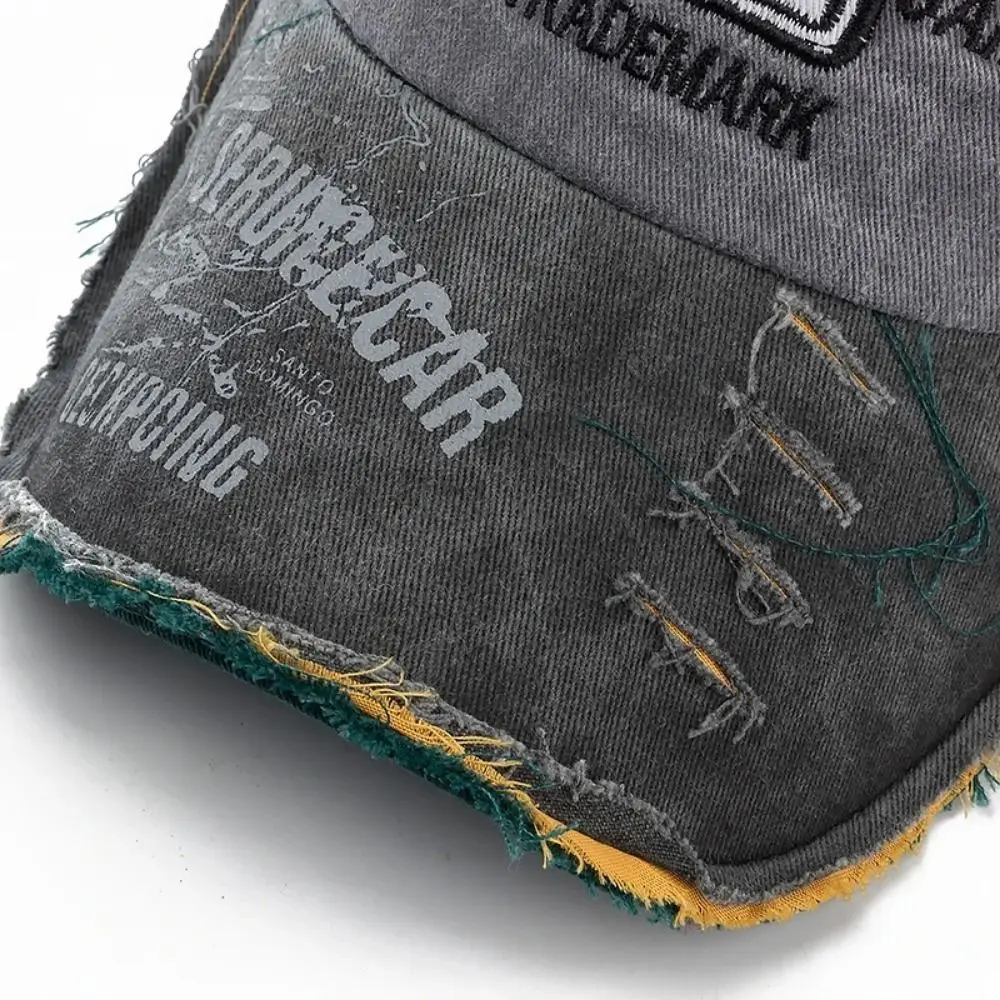 Fashion Washed Denim Letters Baseball Cap 1969 Letter Patchwork Hip Hop Hats Dad Cap Casual Snapback Hat Summer Autumn