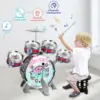Mini Jazz Drum Set 6 Drums with Stool Musical Instruments Toy Birthday Gift for Beginners Boys Girls (with LED Light) 1