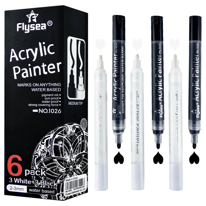 1/2/3pcs Acrylic White Permanent Paint Pen for Wood Rock Plastic