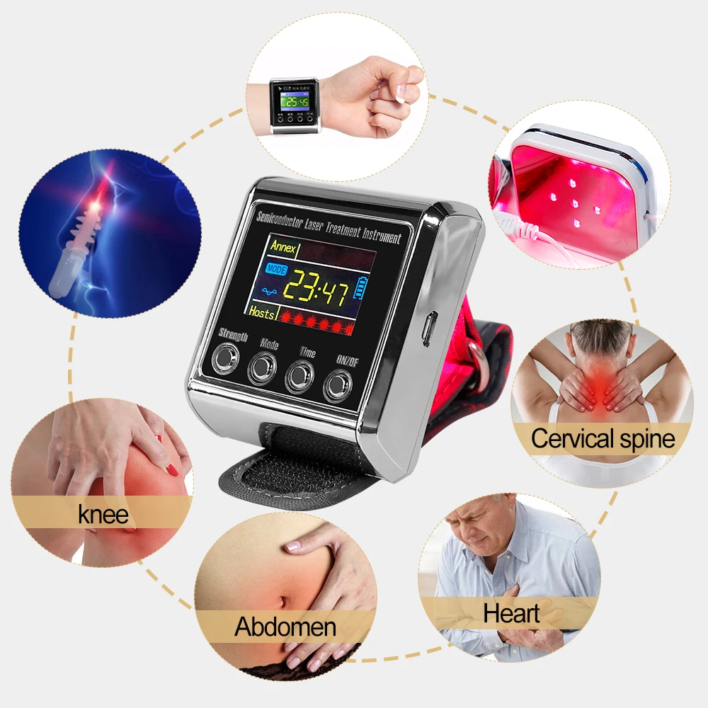 Diabetes Watch LLLT Laser Therapy Physiotherapy Equipment 650nm 7 Holes for Rhinitis High Blood Pressure Treatment Laser Watch 5