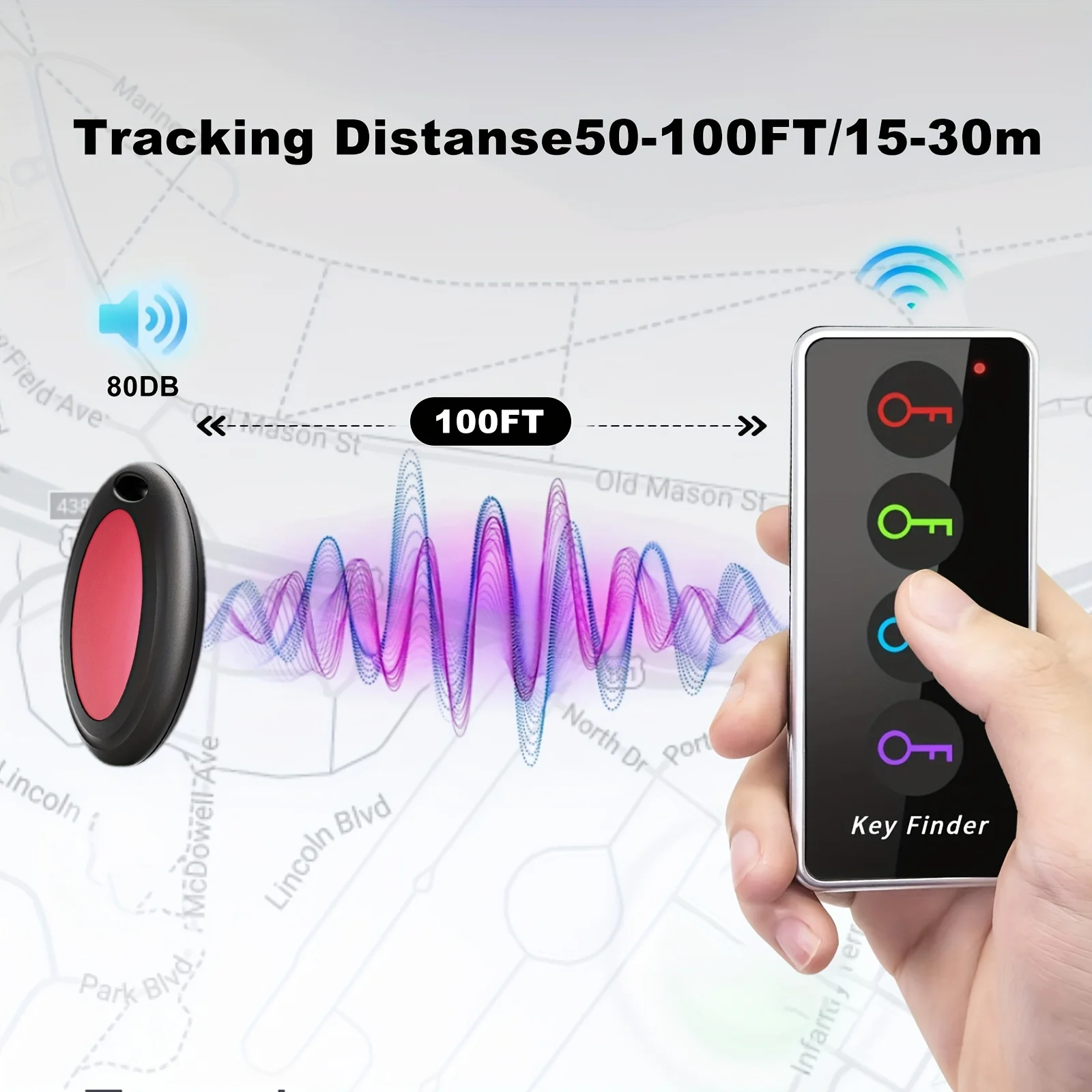 Wireless Key Finder Anti-Loss Tracker-4 Receivers Remote Locator for Car Keys/Phones/Wallets/Remotes-Easy to Use for Seniors