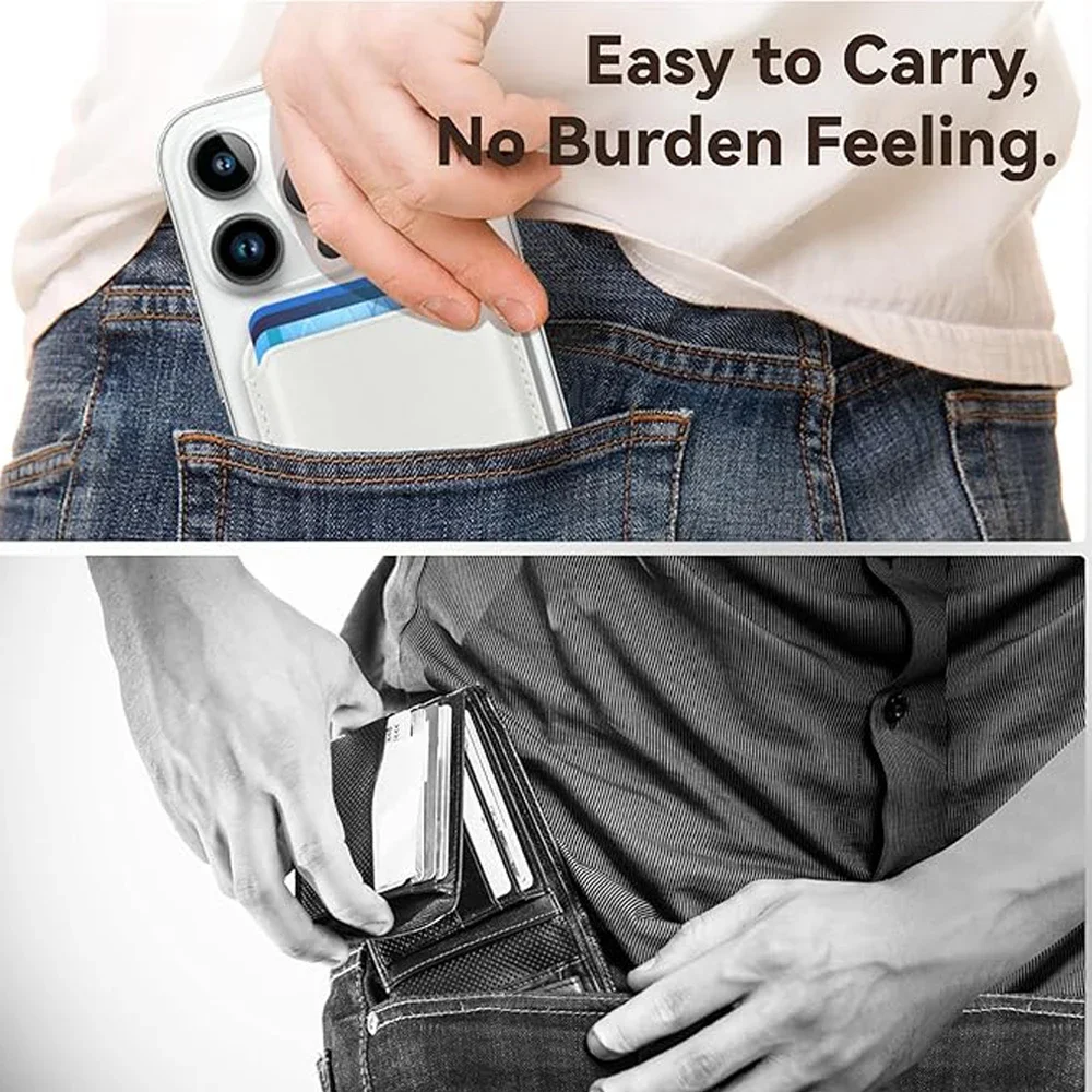 Leather MagSafe Wallet with Strong Magnetic Closure and RFID Blocking Technology