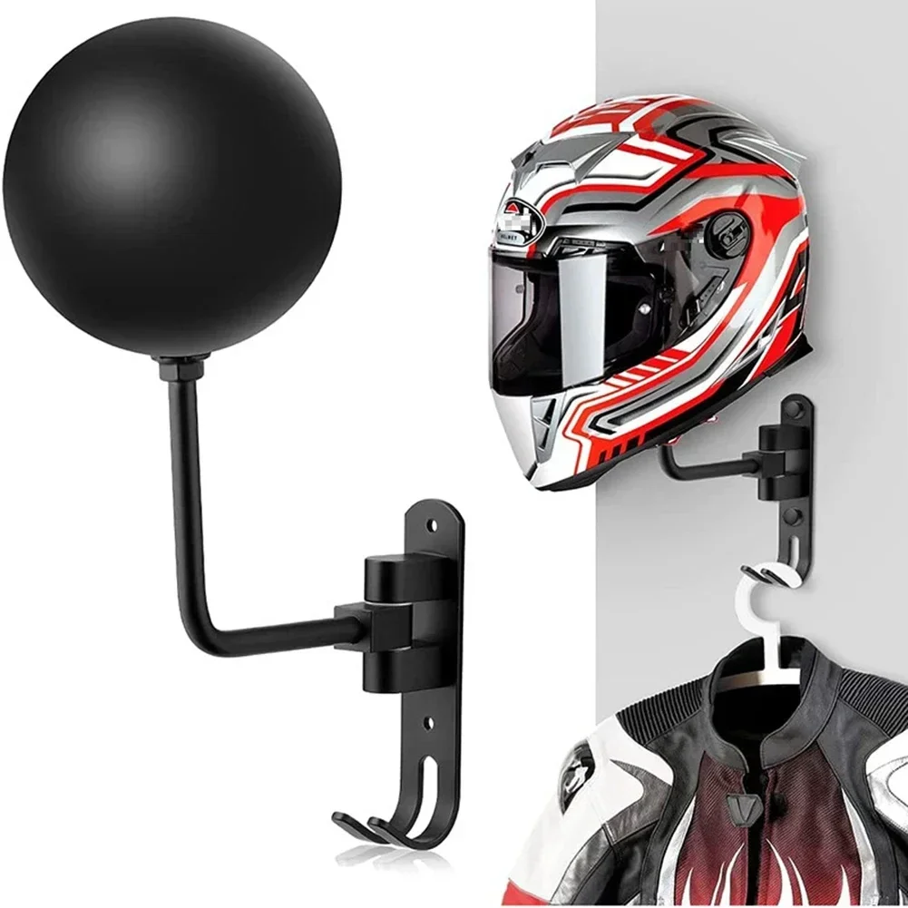 Motorcycle Helmet Holder 180&deg; Rotatable Aluminum & Stainless Steel Wall-Mounted