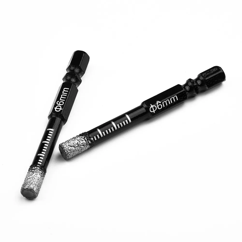 

Алмазные сверла для сухого сверления, быстросъемные насадки с вакуумным паянием, 2 шт., 6 мм, для камня, фарфоровой плитки, кирпичной кладки