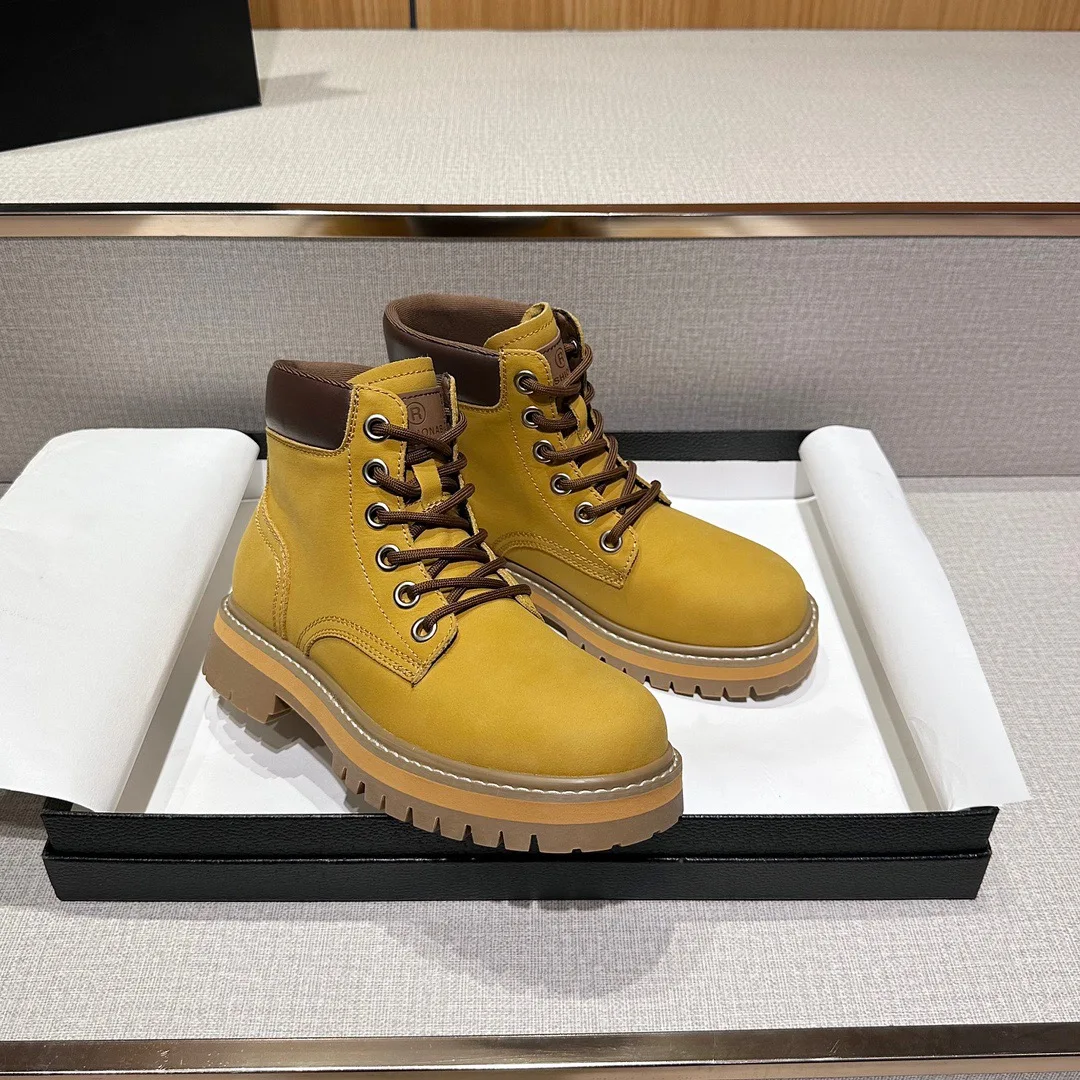 Withered Retro High Street Fashion Ladies Women's Shoes Thick Bottom Locomotive Cowhide Leather Boots