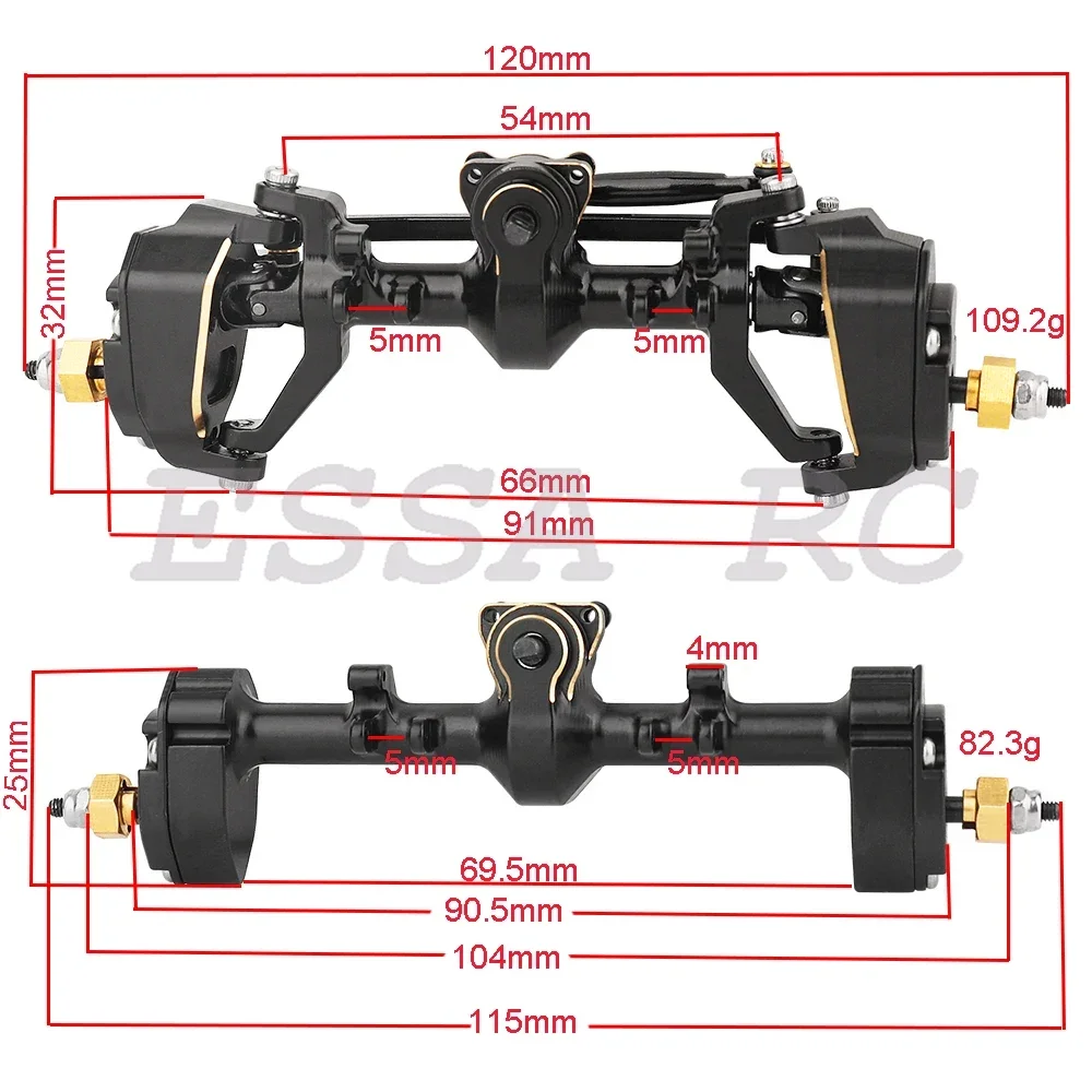 1/24 New Heavy Duty  Brass Metal Portal Front Rear Axle for 1:24 Axial SCX24 90081 C10 AXI00002 AXI0005 Upgrade Parts RC Car 4