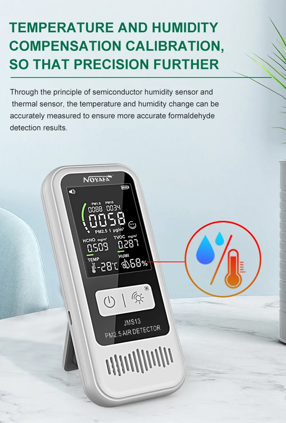 Noyafa Jms13 6 In 1 Multifunctional Air Detector HCHO CO2 PM2.5 PM1.0 Humidity M