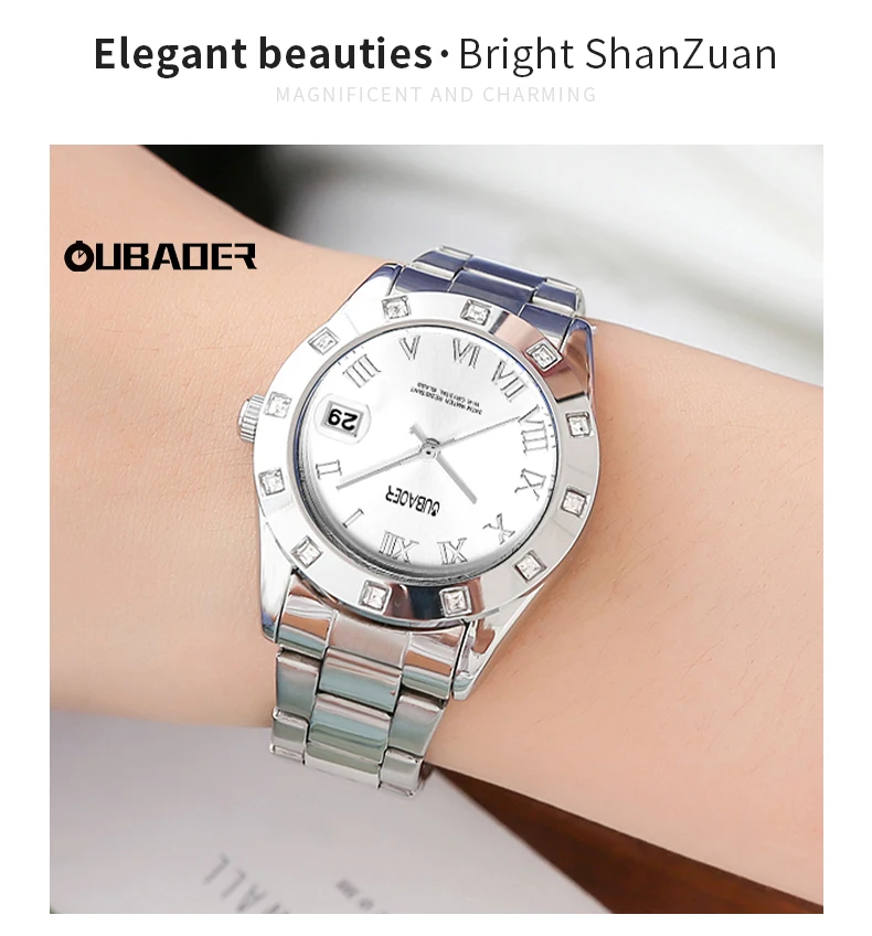 OUBAOER New 2024 Women's Quartz Watch Fashion Modern Quartz Watch Vintage Roman Dial Waterproof Wristwatch Women's Accessories