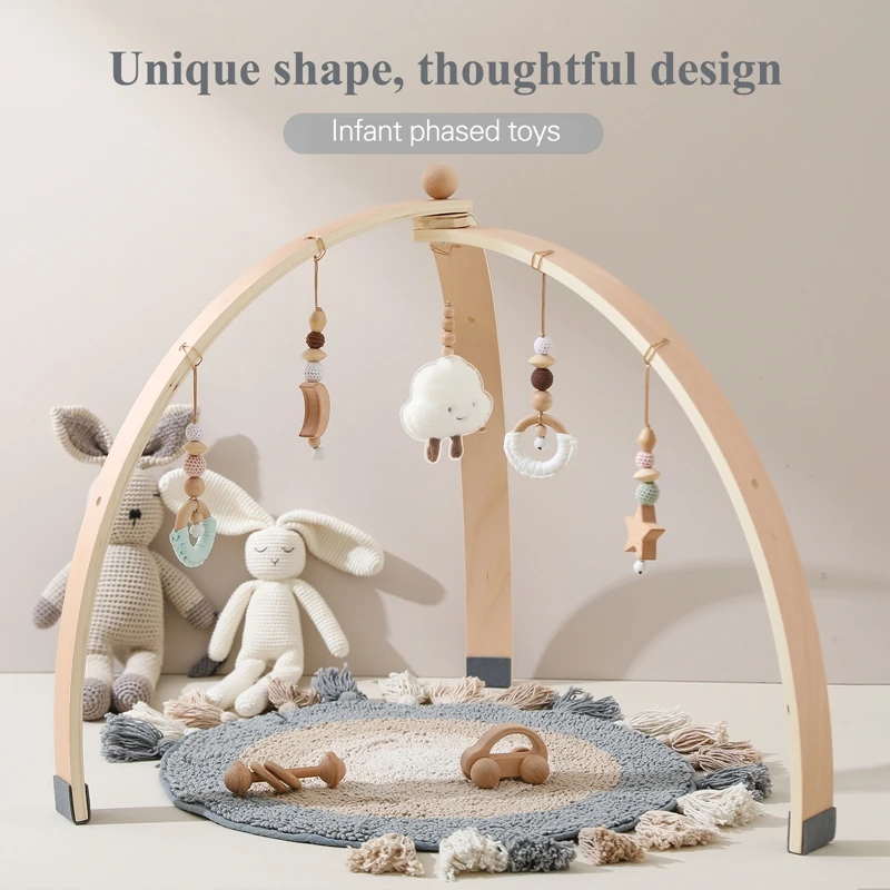 A Baby Play Gym Set Cartoon Cloud Rattle Pendant Baby Room Crib Stroller Decorative Toys Soft Cotton Baby Sensory Toys Baby Gift 2