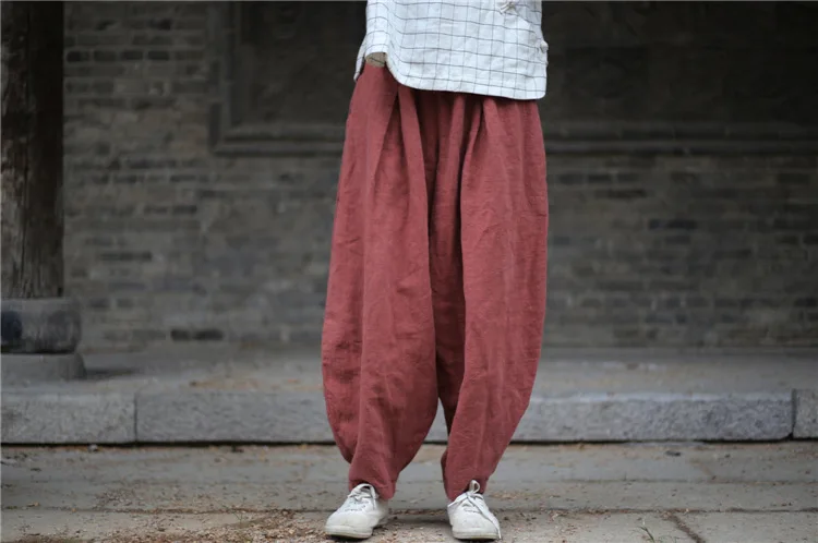 Women Harem Pants Elastic Waist 2022 Fall Winter New Plus Size Women Clothing Linen Vintage Trouser Loose Warm Pants FT679 cigarette pants