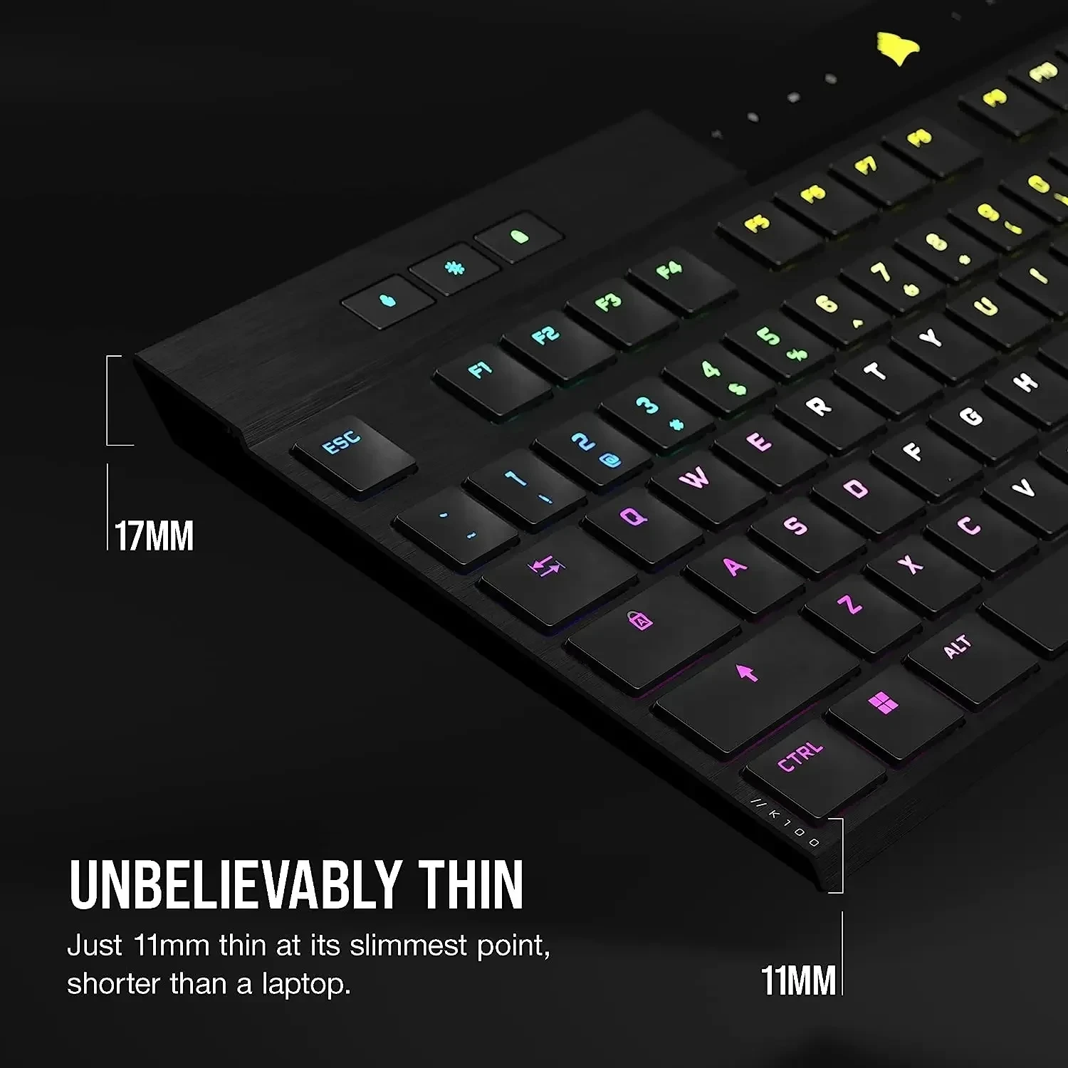 Corsair K100 AIR 무선 RGB 기계식 키보드, 초박형 저지연 블루투스, 체리 MX, 울트라 로우 프로파일 키 스위치, 신제품