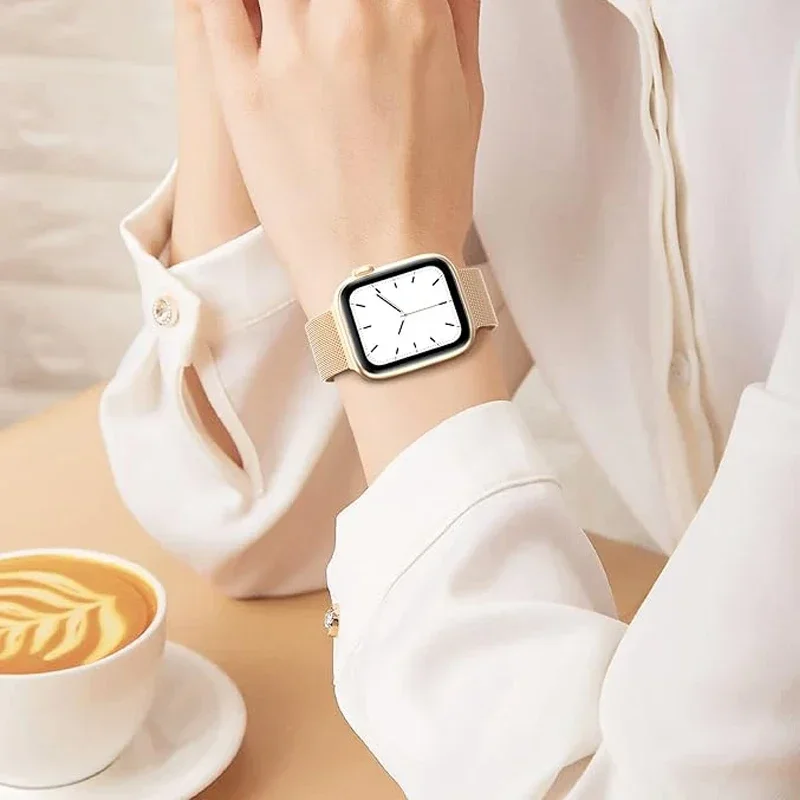 Stainless Steel strap for Apple Watch band 40mm 41mm 42 44mm 45mm 49mm Milanese bracelet for iWatch Series 9 8 7 6 5 SE Ultra 2