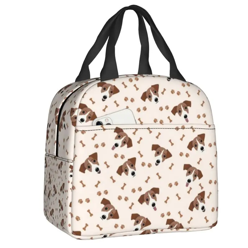 Custom Jack Russell Terrier Dog Bones Lunch Bag Uomo Donna Animal Cooler Scatole Per Il Pranzo Isolate Termicamente Per La Scuola Degli Studenti