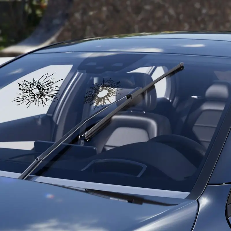 Tricky Bullet Hole Window Stickers Automotive Window Decorations Accessories Broken Screen Prank Decals Fake Bullet Shot Sticker