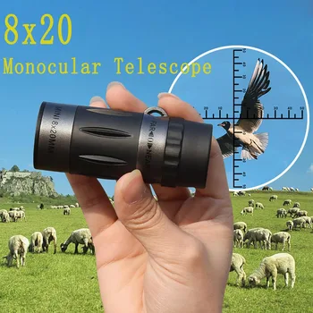 Multipurpose Mini Pocket 8x20 Monoculars Telescope Cross Scale Ranging High Definition Optical Glass for Hunting Camping Hicking