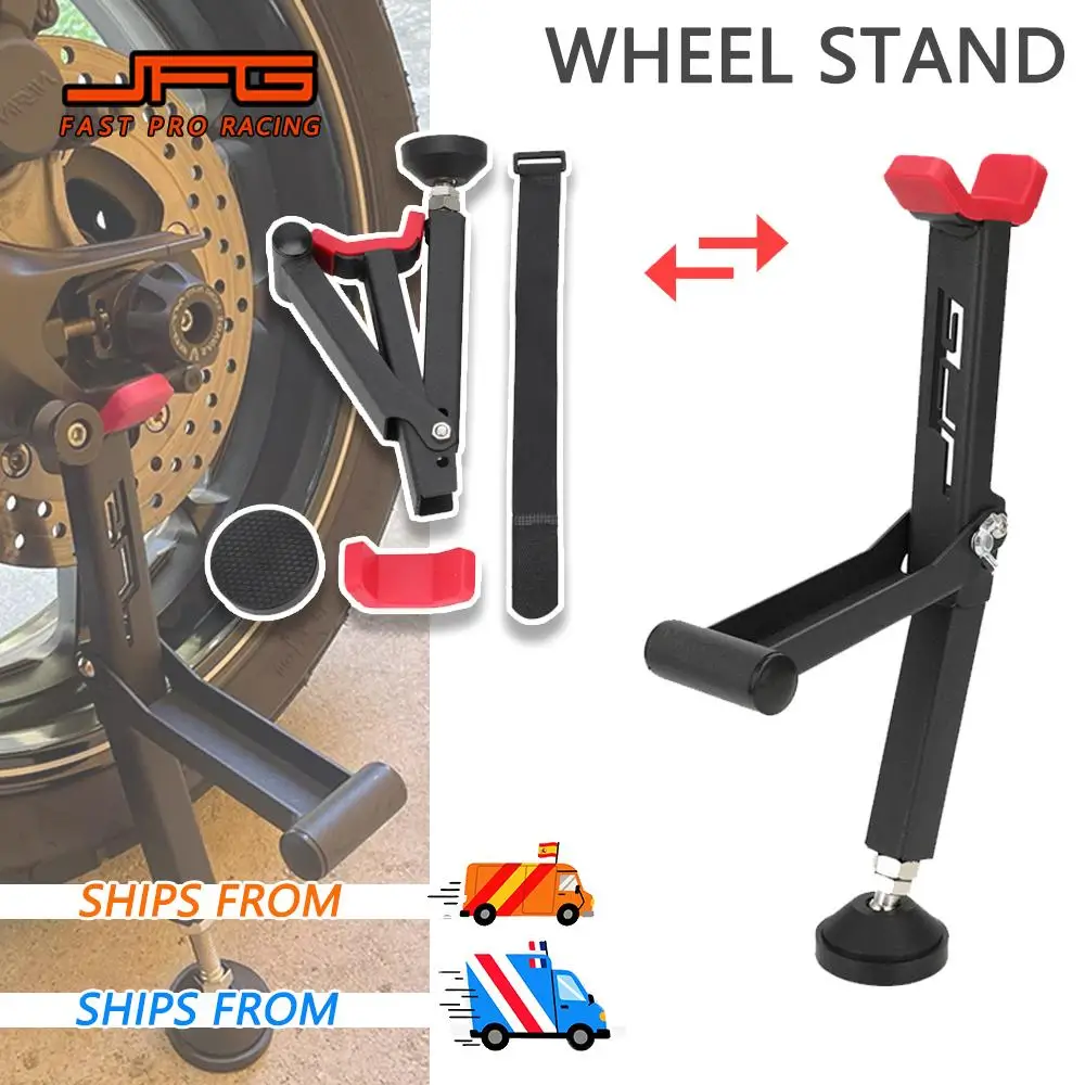 Support de roue universel pour moto, portable, avec poignée, support de paddock simple face, support avant/arrière, pliable, outil de réparation de pneus, levage