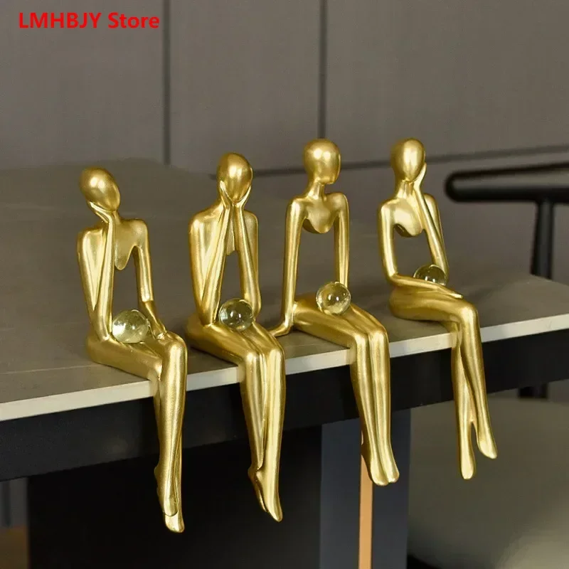 

Роскошные скандинавские абстрактные фигурки LMHBJY в виде сидя, художественные украшения для дома, крыльца, гостиной, модель комнаты, креативные полимерные поделки