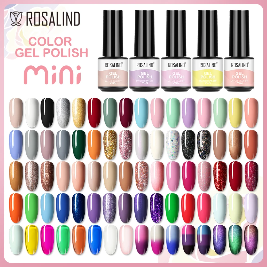 ROSALIND Gel Nail Polish Hybrid Varnishes Semi Permanent Nail Art Design Need UV Lamp Soak Off Gel Polish Base Top Coat