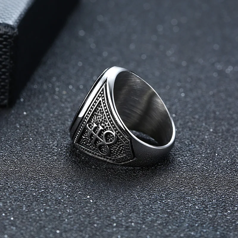 Vnox Sigil of Lucifer Devil Seal of Satan Stamp Ring for Men