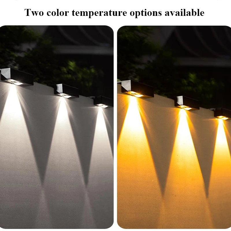 Brighter Solar Fence Lights Solar Lights Outdoor IP65 Waterproof Powered Lamp for Backyard Railing Wall Step Patio