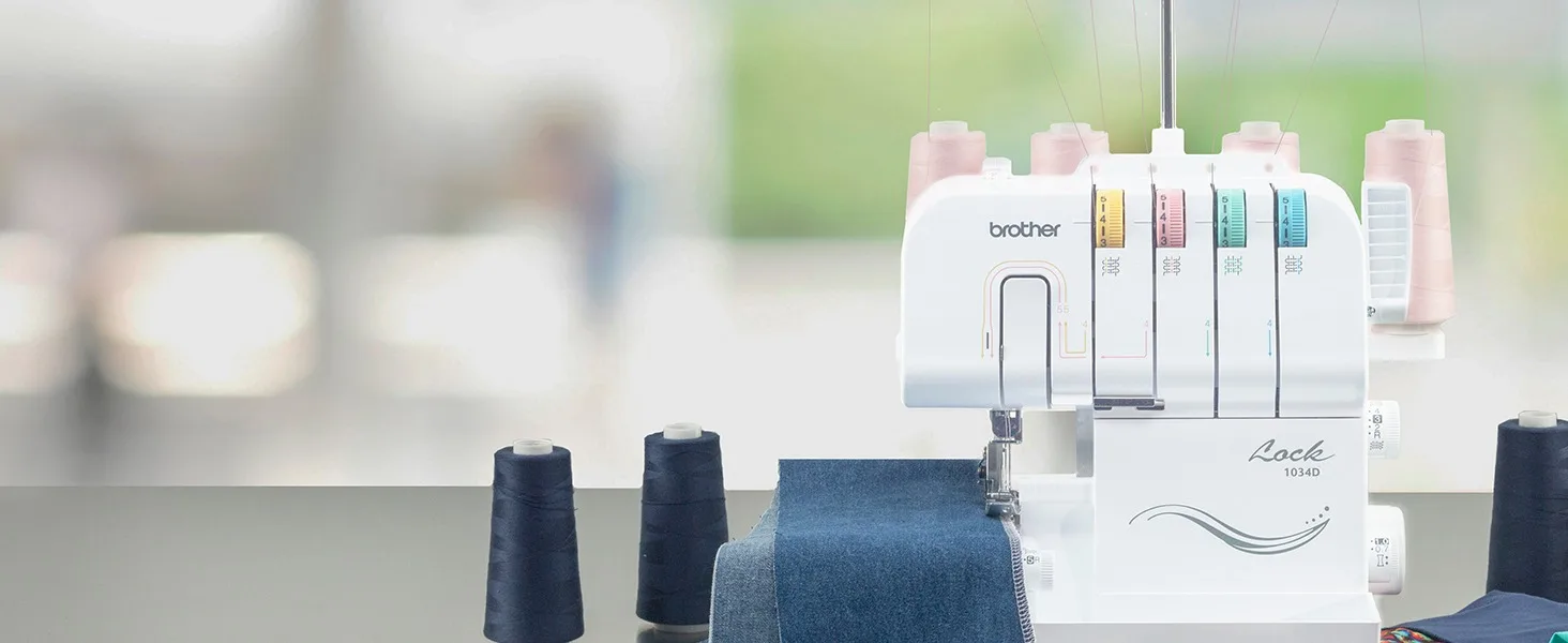 Serger stitching edge on denim