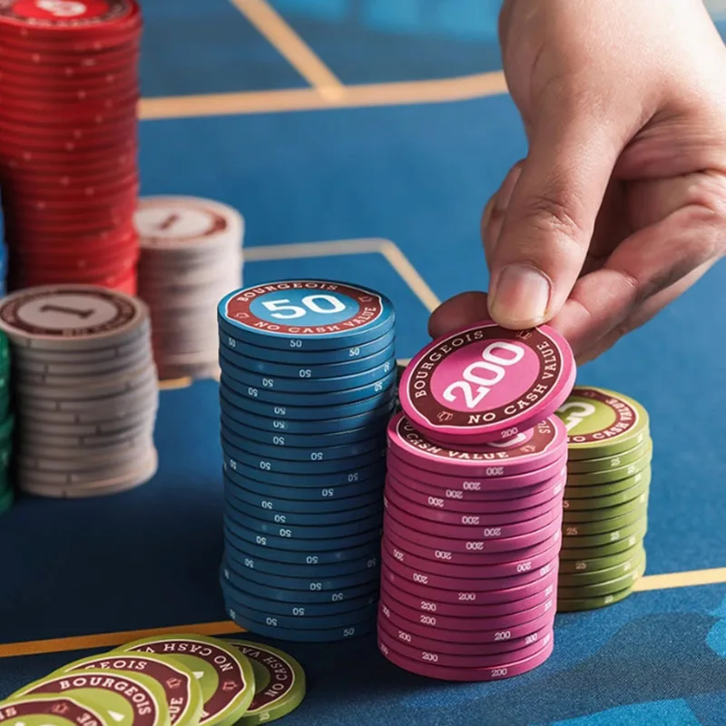 10개 43mm 텍사스 홀덤 세라믹 포커 칩, 가격표가 있는 전문가용 칩, 마작 칩 코인 보드 게임 테이블 게임