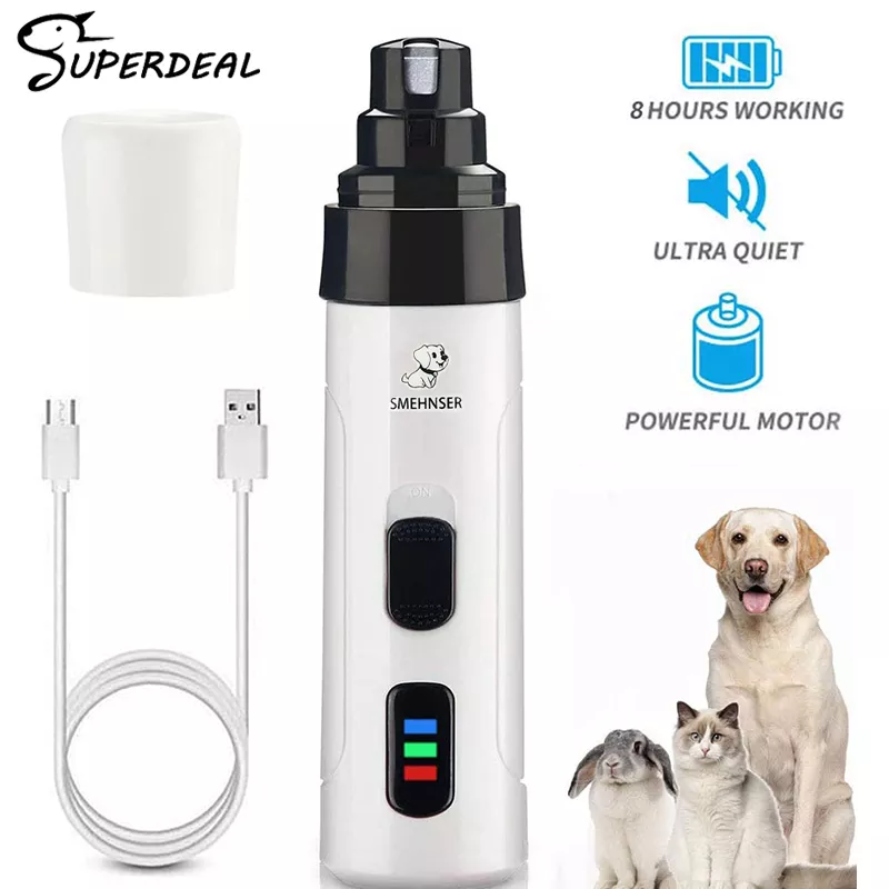 

Painless USB Charging Dog Nail Grinders Rechargeable Pet Nail Clippers Quiet Electric Dog Cat Paws Nail Grooming Trimmer Tools