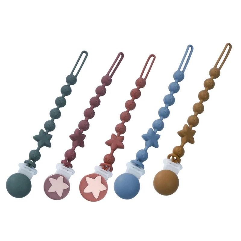 

Portable Silicone Pacifier Clip Pacifier Holder Clips Soft Flexible Pacifier Strap for Baby Boys & Girls BPA Free
